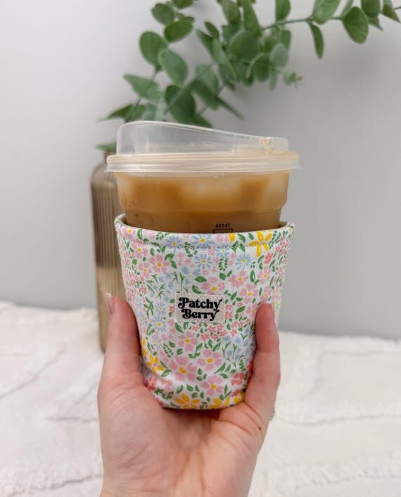 Pastel Floral Cup Cozy | Wildflower Coffee Sl...