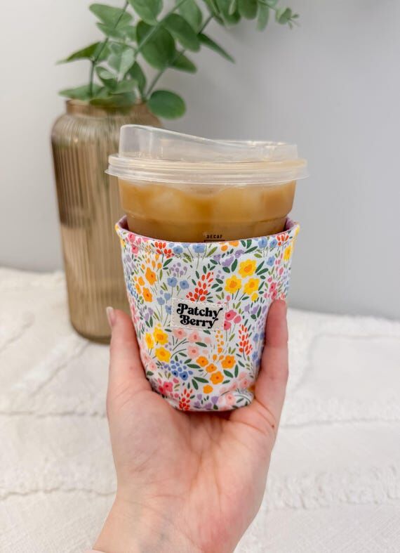 Wildflower Cup Cozy | Floral Coffee Sleeve | ...