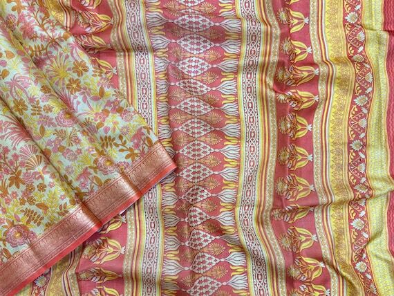 Pure Silk Printed Saree 6Mtrs | Vintage India...