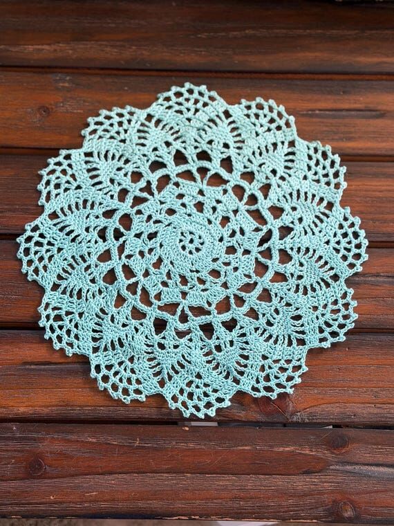 Handmade Seafoam Green Crochet Doily | 9-Inch...