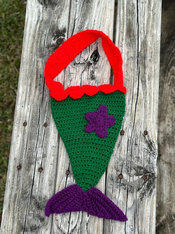Handmade Crocheted Little Mermaid Tail Bag in...