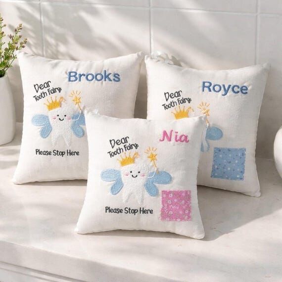 Personalized Tooth Fairy Pillow with Pocket, ...