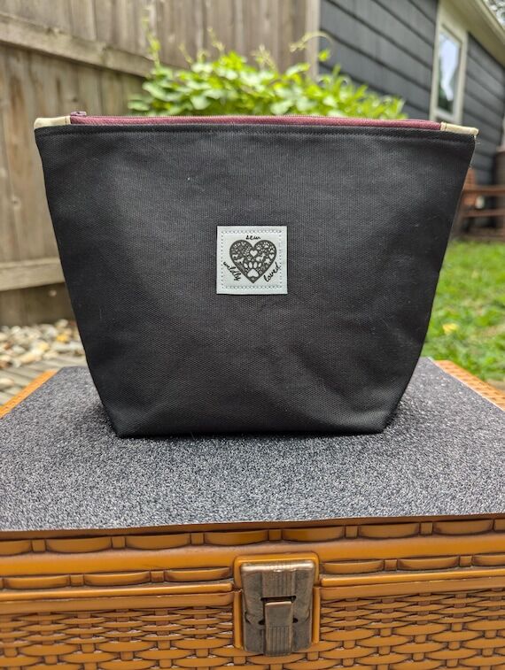 Travel Pouch, Owl Black Cotton Canvas Toiletr...