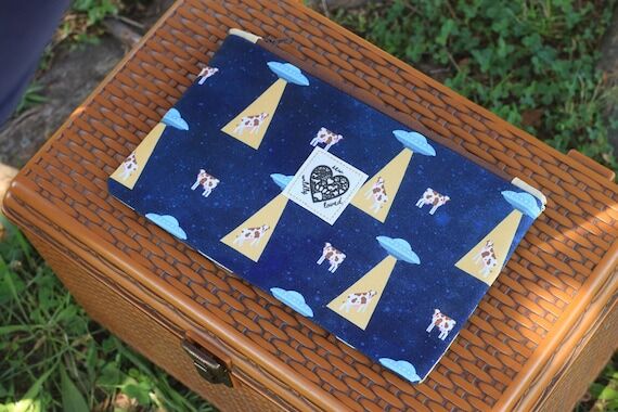 Pencil Pouch, Cows and UFOs Cotton Zipper Bag...