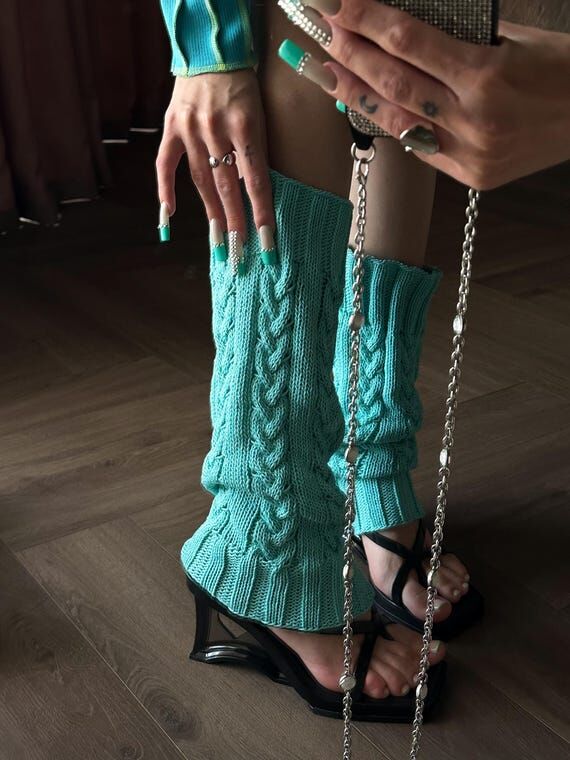 Turquoise Knit Leg Warmers...