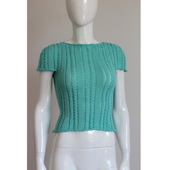 Turquoise Cable Knit Top...