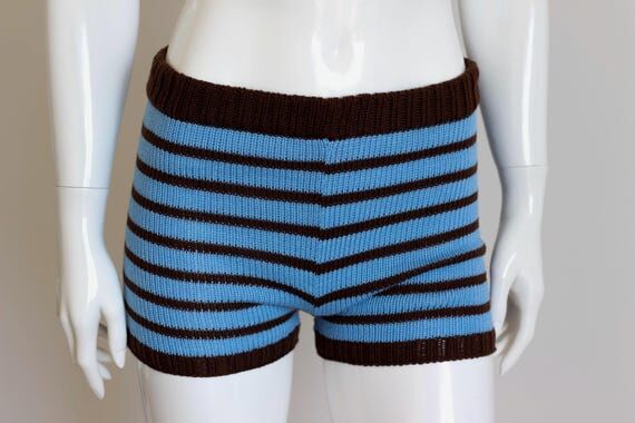 Knit Striped Blue & Brown Shorts...