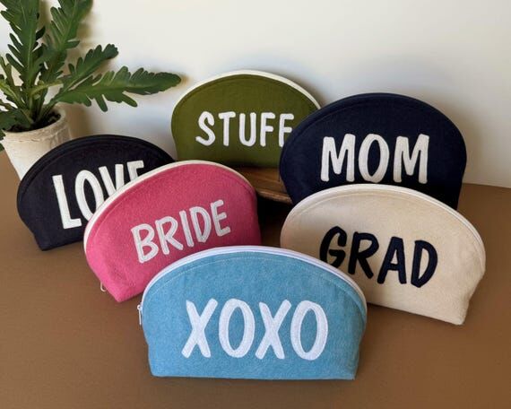 Wool Felt Zip Pouch with Custom Word | Person...