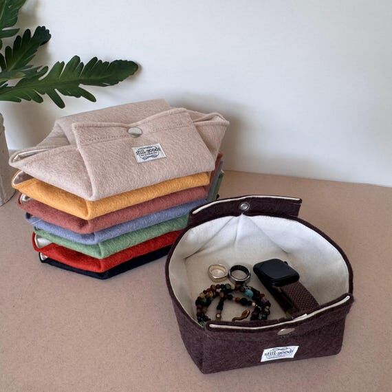 Wool Felt Travel Tray | Foldable Catchall for...