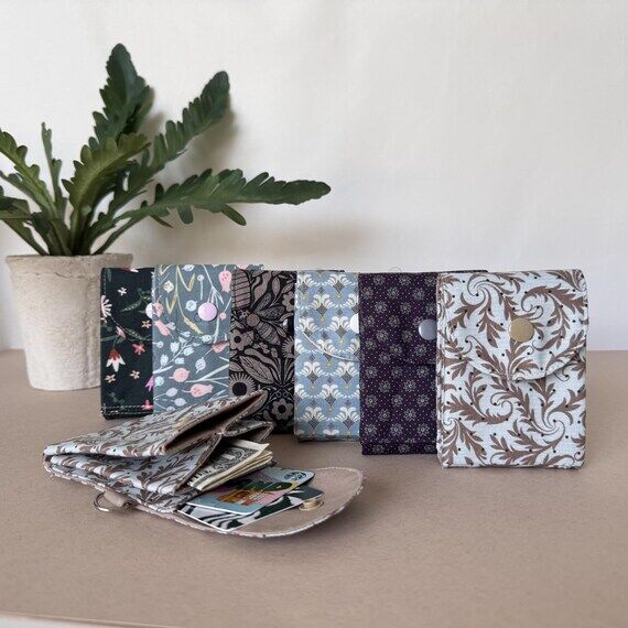 Handmade Accordion Wallet, Floral Cotton Card...