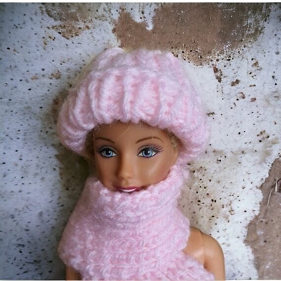 Handmade barbie hat and matching scarf...