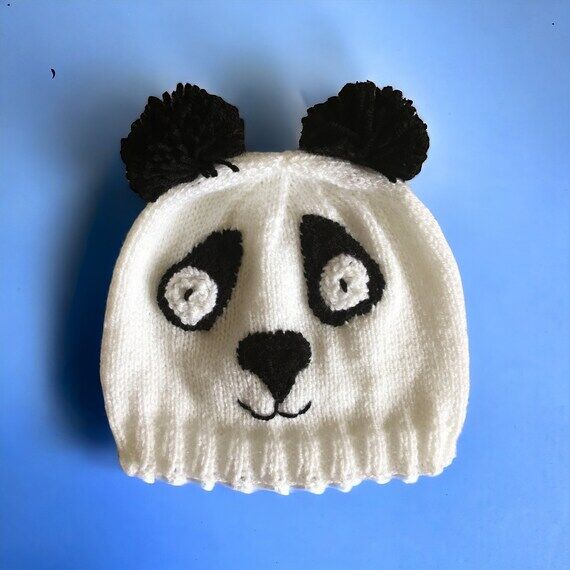 Children's panda hat hand knitted...