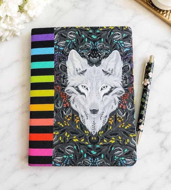 Wolf Composition Notebook Cover | Colorful Re...