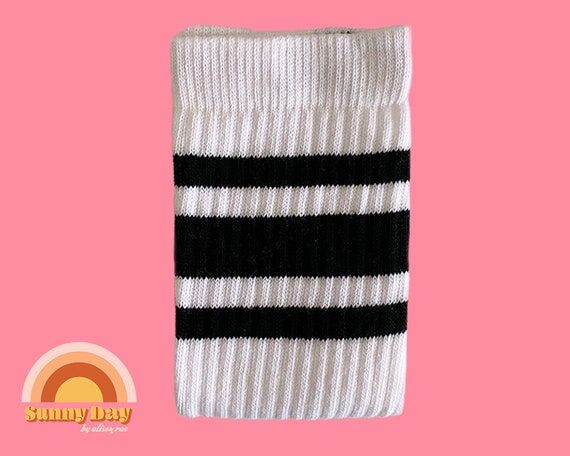Retro Striped Knee High Skater Socks: Black C...