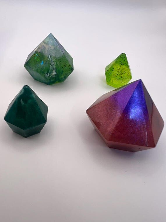 Handmade Resin Gem Set | Colorful Geometric C...
