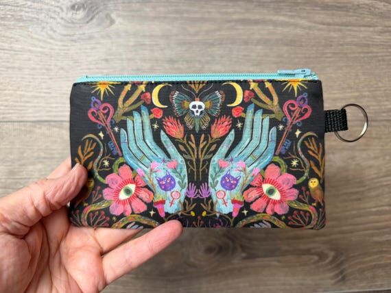 Handmade Zipper Pouch, Witchy things bag, Dar...