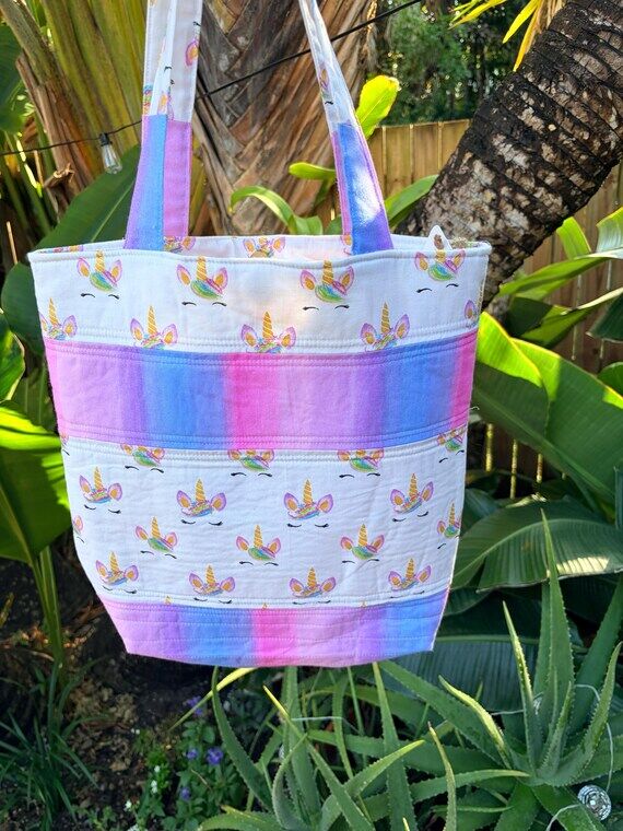 Unicorn & Pastel Ombre Tote Bag | Fully Lined...
