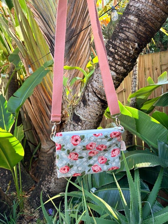 Rose Print Crossbody Bag | Lightweight Floral...