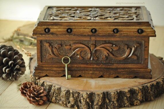 Personalized Large Vintage Hand Carved Walnut...