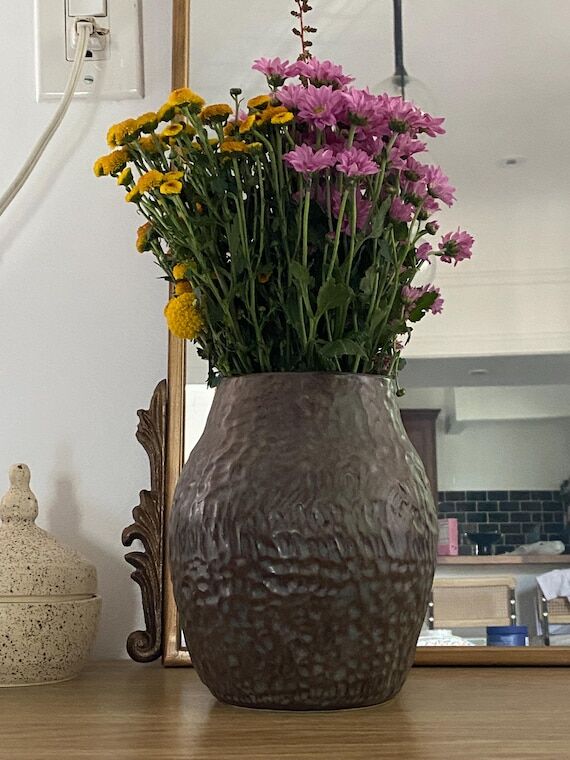 Blue and Brown Rustic Textured Vase...