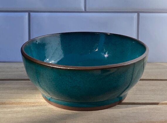 Hand Thrown Turquoise Bowl - Modern Artisan P...