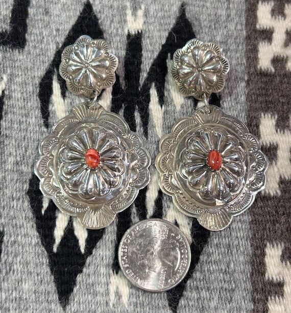 Red Spiny Oyster Shell Sterling Silver Concho...