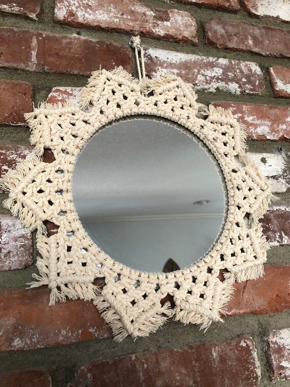 Macrame Mandala Mirror, Boho Wall Decor, Hand...