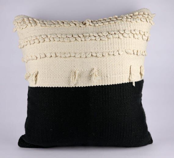 Decorative Handmade Cotton Throw Pillow, Beig...