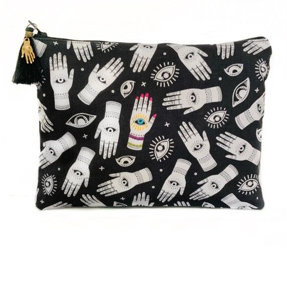 Unique makeup bag, palmistry zipper pouch, ha...