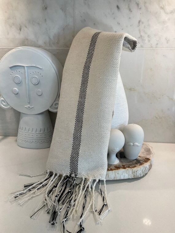 White cotton hand woven towel...