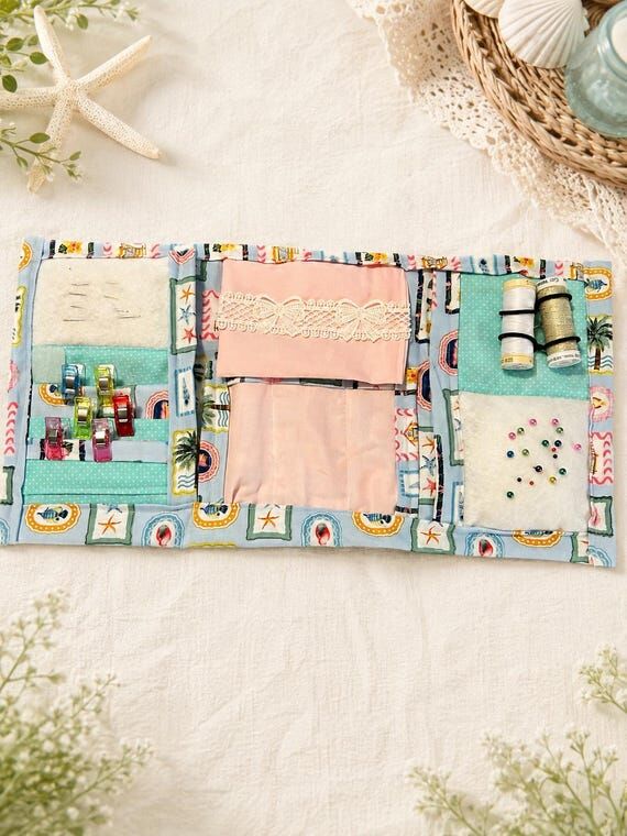 Handmade Sewing Organizer Caddy, Coastal Sewi...