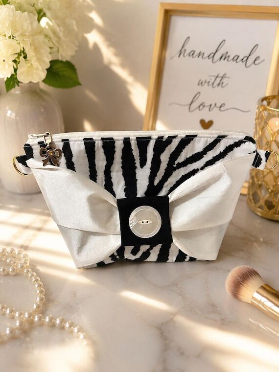 Zebra Print Crossbody Purse with Oversized Bo...