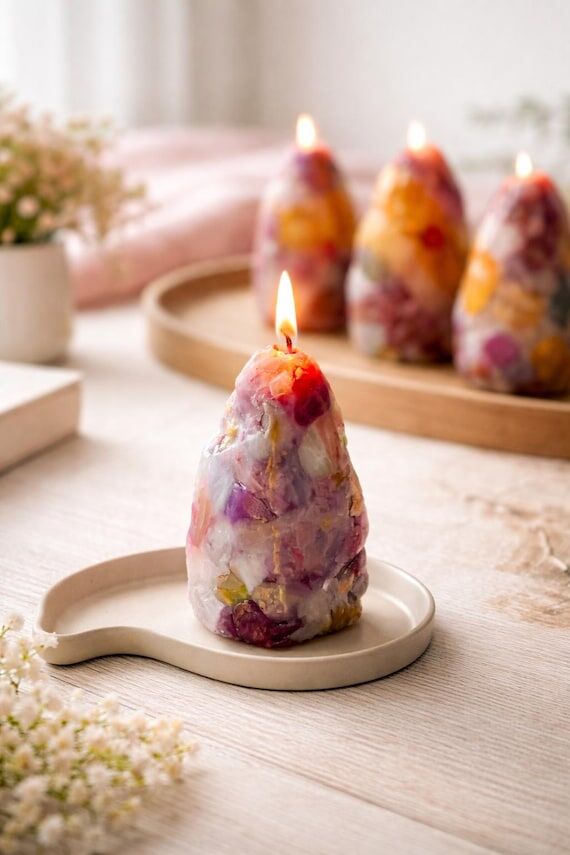 Hand Painted Ritual Candle | Gold Oriental Ar...