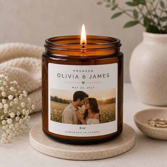 Custom Engagement Photo Candle | Personalized...