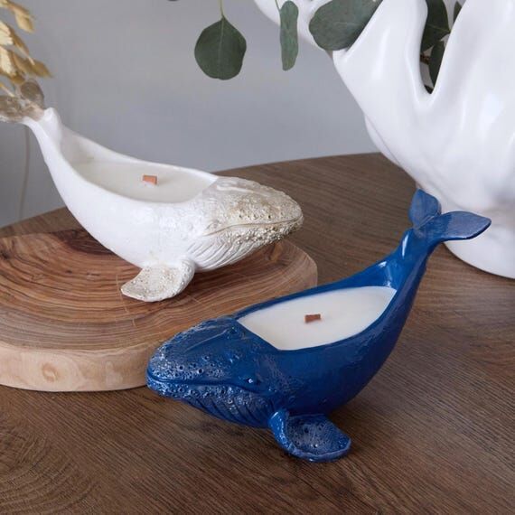 Whale Candle: Ocean Scented Soy Wax, Handmade...