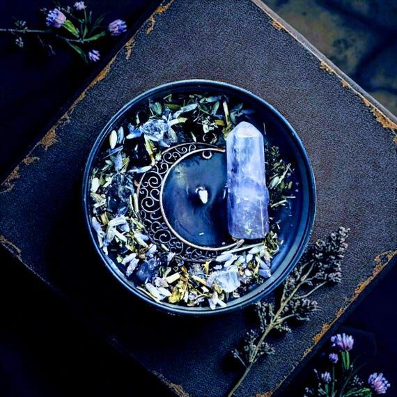 Lavender Moon Soy Candle: Organic Herbs & Cry...