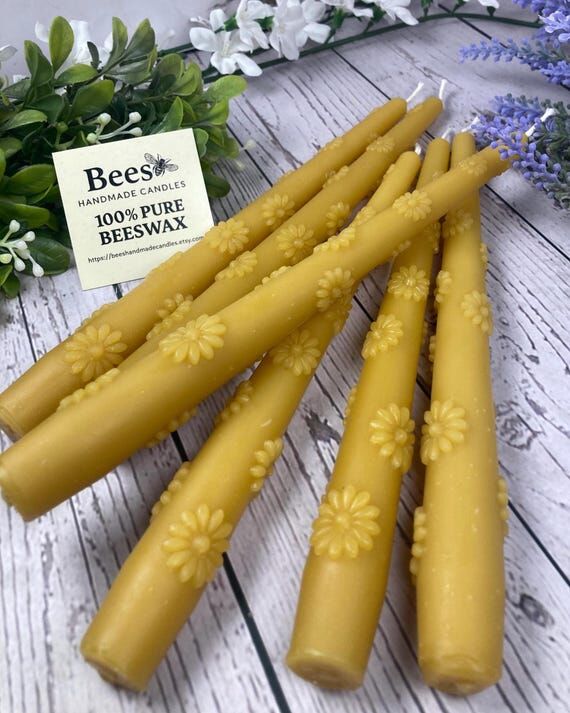8" Flower Candle – 100% Yellow Beeswax...