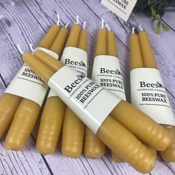 Pair of 6” Beeswax Taper Candles – 100% P...