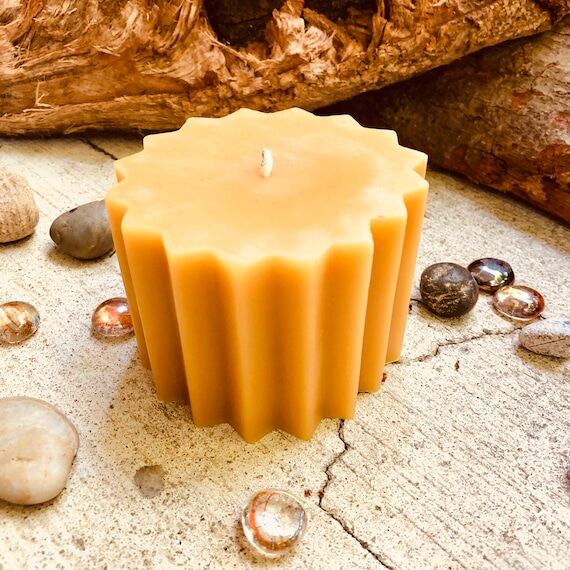 Organic Beeswax Pillar Candle: 3x3 Inch, 16-P...