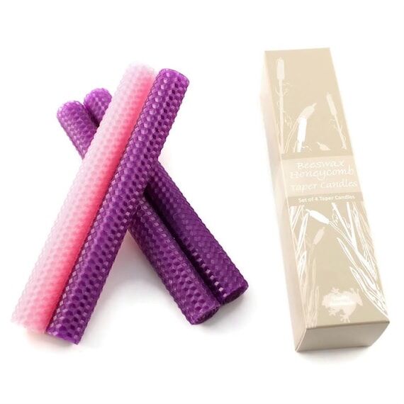 100% Beeswax - Hand Rolled Advent Taper Candl...
