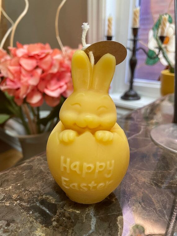 Handmade Beeswax Easter Bunny Candle: Honeysc...
