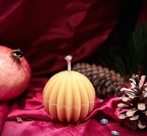 Fluted Sphere Beeswax Candle...