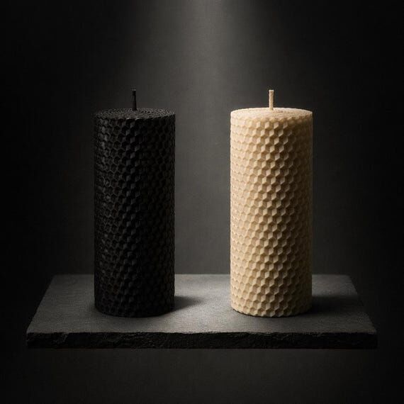 Beeswax Candle Set in Black and White – Min...