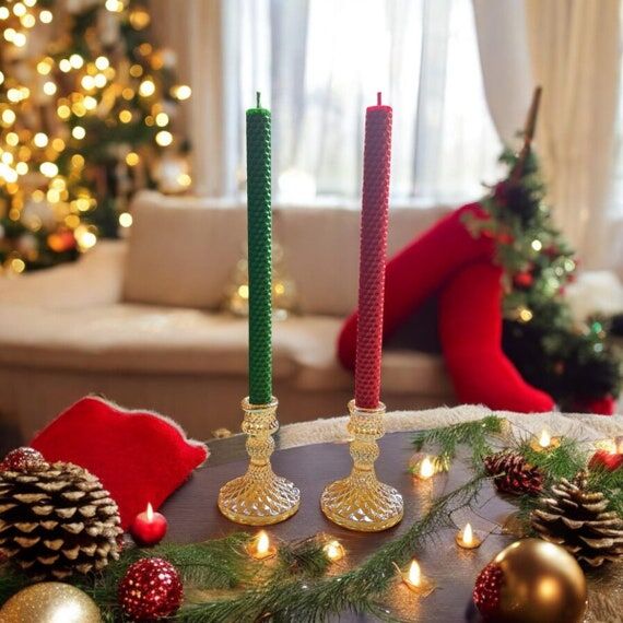 Handcrafted Christmas Beeswax Candle Set – ...