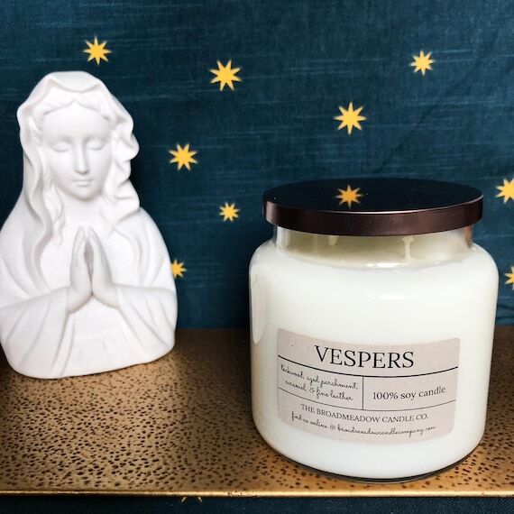Vespers Scented Soy Candle, Teakwood Leather,...
