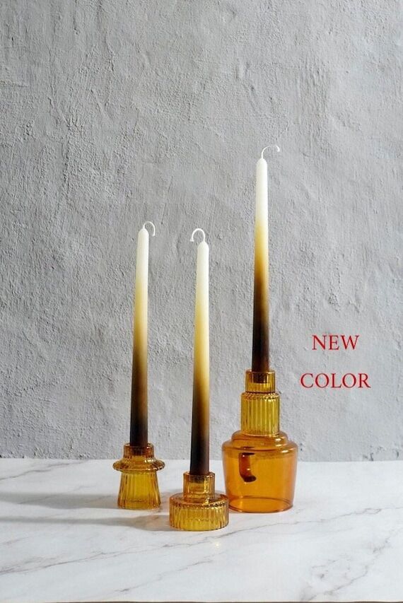 Coffee Ombré Taper Candles: Handmade Beeswax...