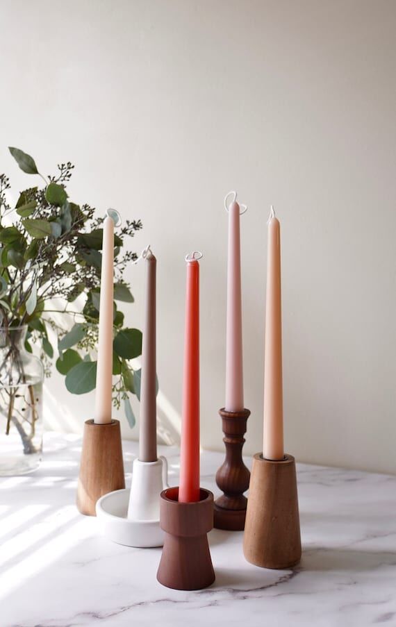 Handmade Dripless Taper Candles: Earthy Color...