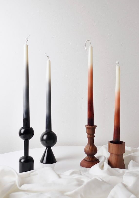 Handmade Ombré Dripless Taper Candles: Beesw...
