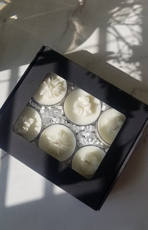 Floral Tea Light Candles: Natural Soy Wax, Sc...
