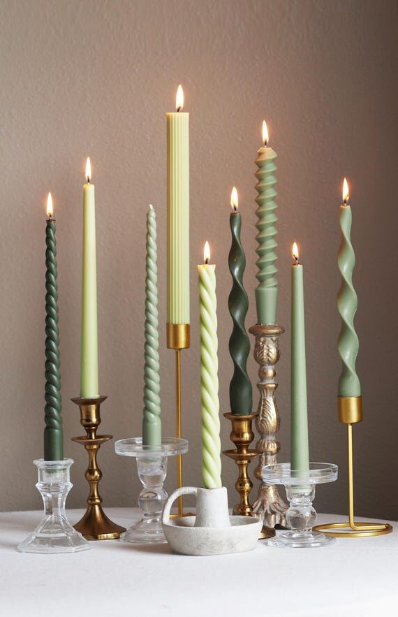 Spring Green Taper Candle Collection: Soy & B...